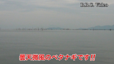 真野浜から眺めた琵琶湖北湖は曇天微風のベタナギです!! #今日の琵琶湖（YouTubeムービー 23/06/06）