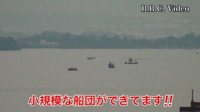 日曜日は曇天微風の琵琶湖南湖!! 所々に小規模な船団ができてます #今日の琵琶湖（YouTubeムービー 23/06/18）
