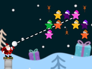 雪玉を投げて星に当てるシューティング【Santa Stars Shooter】