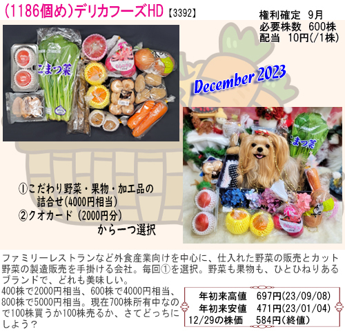 (☆1186)2023年12月到着デリカフーズ(野菜）10月25日web申込み