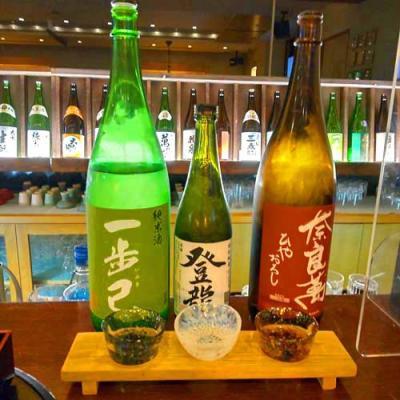 日本酒Ber香林、一歩己と登龍と奈良萬飲み比べラベル