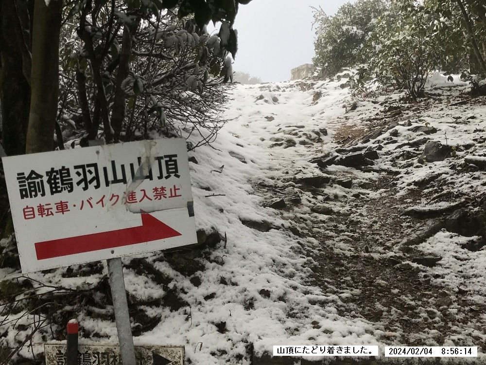 ２月４日の未明に淡路島の諭鶴羽山で積雪があった。