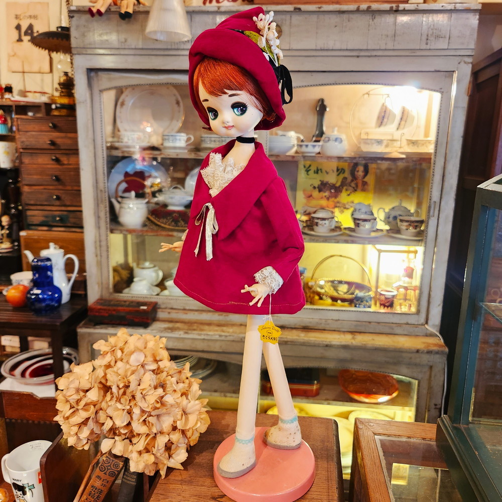 昭和レトロ 赤いワンピースのポーズ人形/さくら人形 - [Sold Out]過去